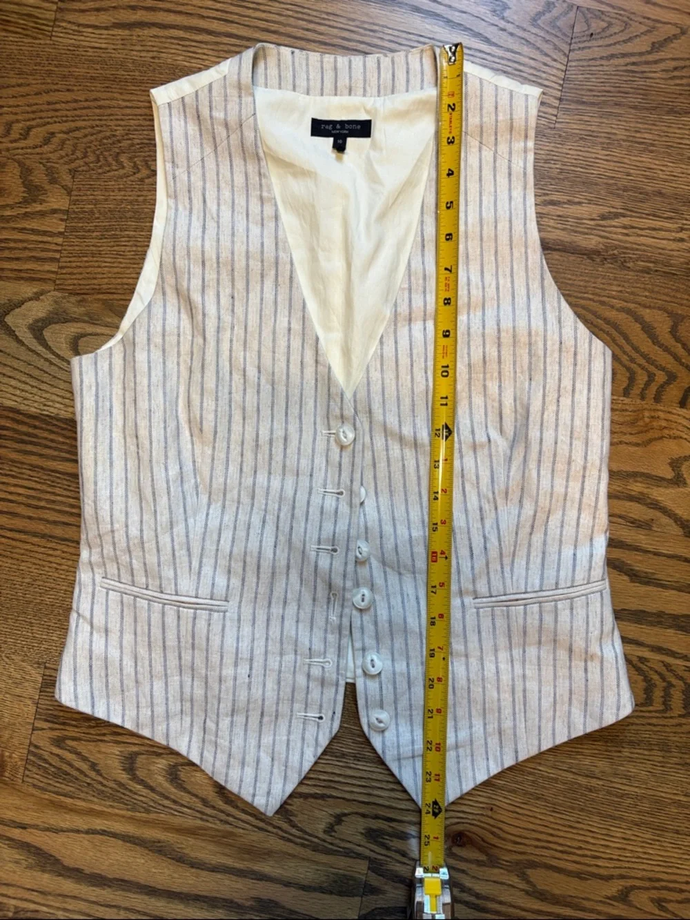 Rag & Bone Ethel Grey and Linen Striped Vest, 10 - Picture 8 of 9
